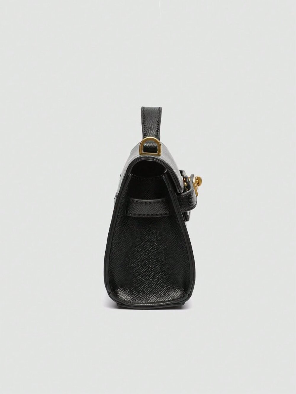 Black Fashionable Women's Plain Square Top Handle Shoulder Bag - Picture 3 of 9